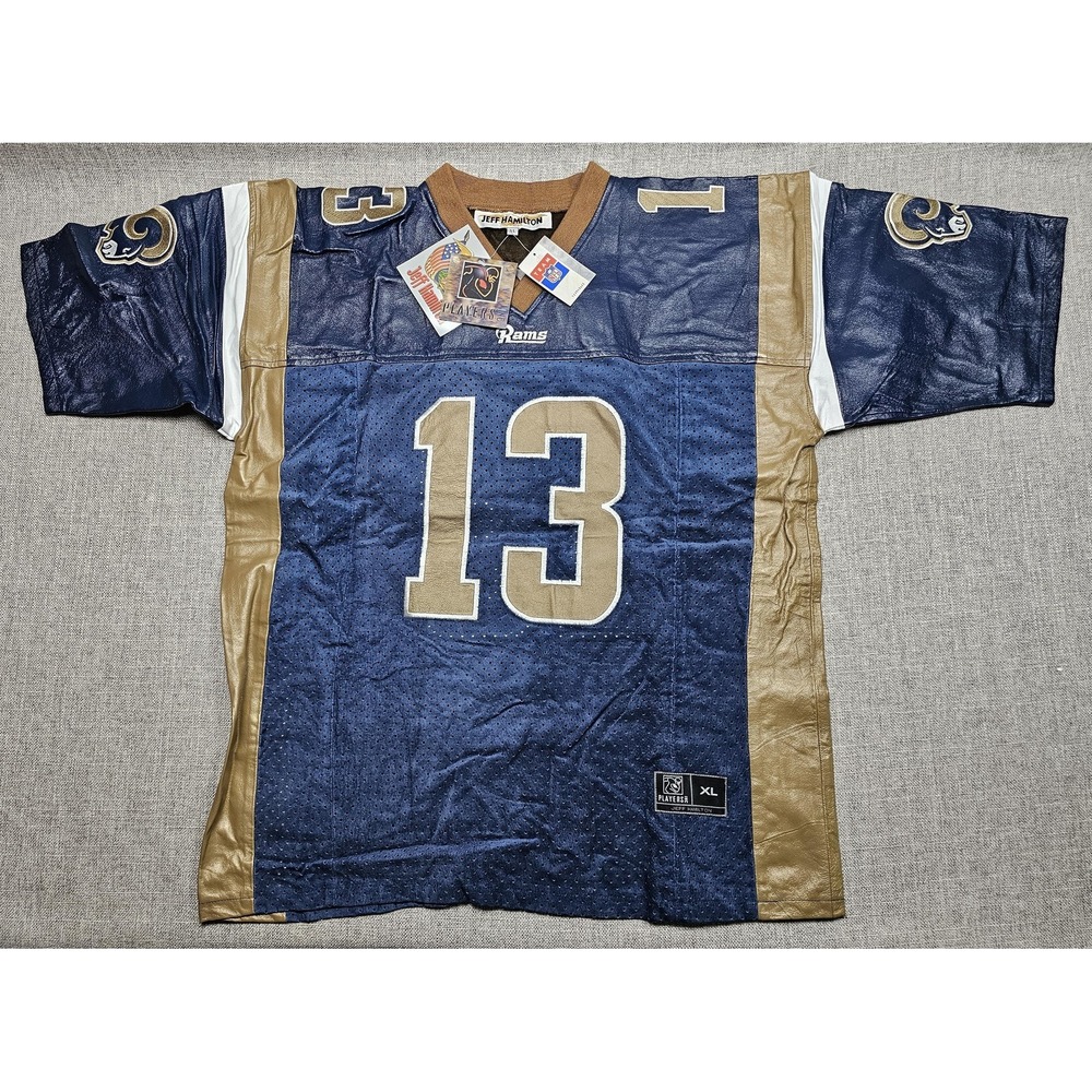 Vintage St. Louis Rams Jersey Mens XL Blue NFL Football Warner 13 Jeff Hamilton